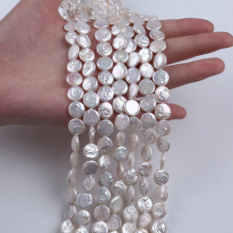 10-11mm Coin Shape Natural Freshwater Loose Wholesale Flat Bead Strand Pearl 3