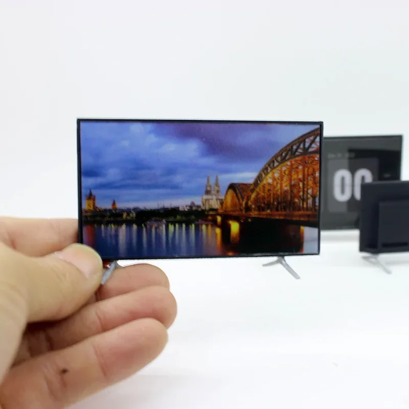 1/12 Scale Miniature TV with Stand - Dollhouse Accessory for Home Decor, Realistic Model for DIY Crafts & Gifts Small Ornament 2