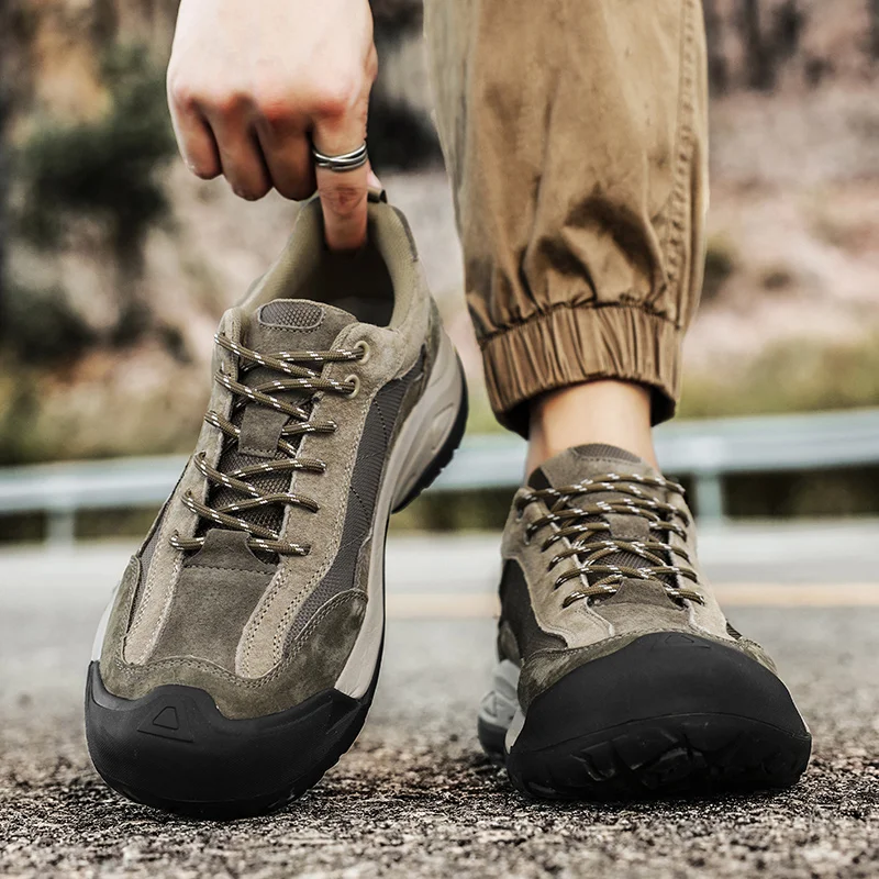 Golden Sapling 2025 Men's Casual Shoes Spring Summer Outdoor Hiking Sneakers Retro Splicing Leather Mesh Climbing Footwear Male 5