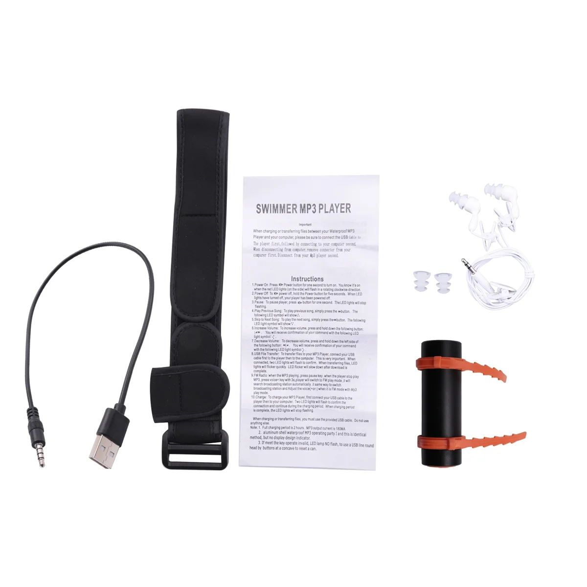

4 Гб USB MP3-плеер Водонепроницаемый плавание дайвинг серфинг черная гарнитура FM радио