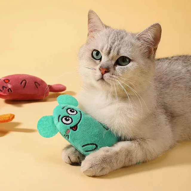 Cat Toys Funny Interactive Plush Cat Toy Mini Teeth Grinding Catnip Toys Kitten Chewing Squeaky Toy Pets Accessories 2