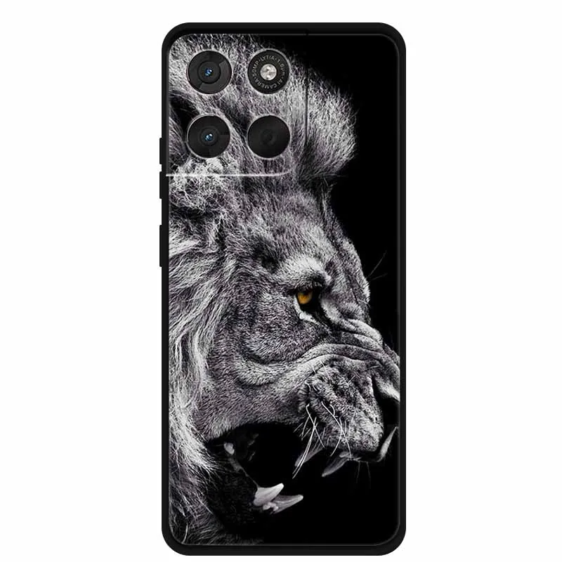 Lion Design Soft Silicone Animal Phone Case - Black TPU Protective Bumper Cover