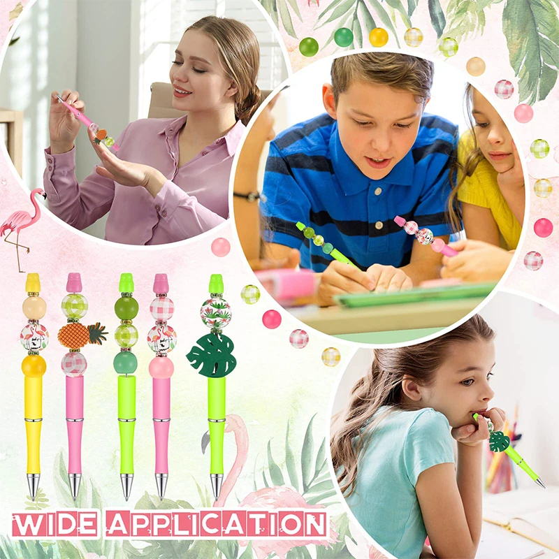 비즈 펜 비즈 펜, DIY 만들기 키트, 여러 가지 빛깔의 볼펜, 검정 잉크, 여성, 어린이, 학생, 사무실, 60 개