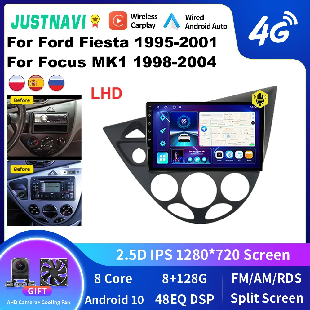 

JUSTNAVI For Ford Fiesta 1995-2001 For Focus MK1 1998-2004 Car Radio Multimedia Stereo Player Video Carplay Android Navigation