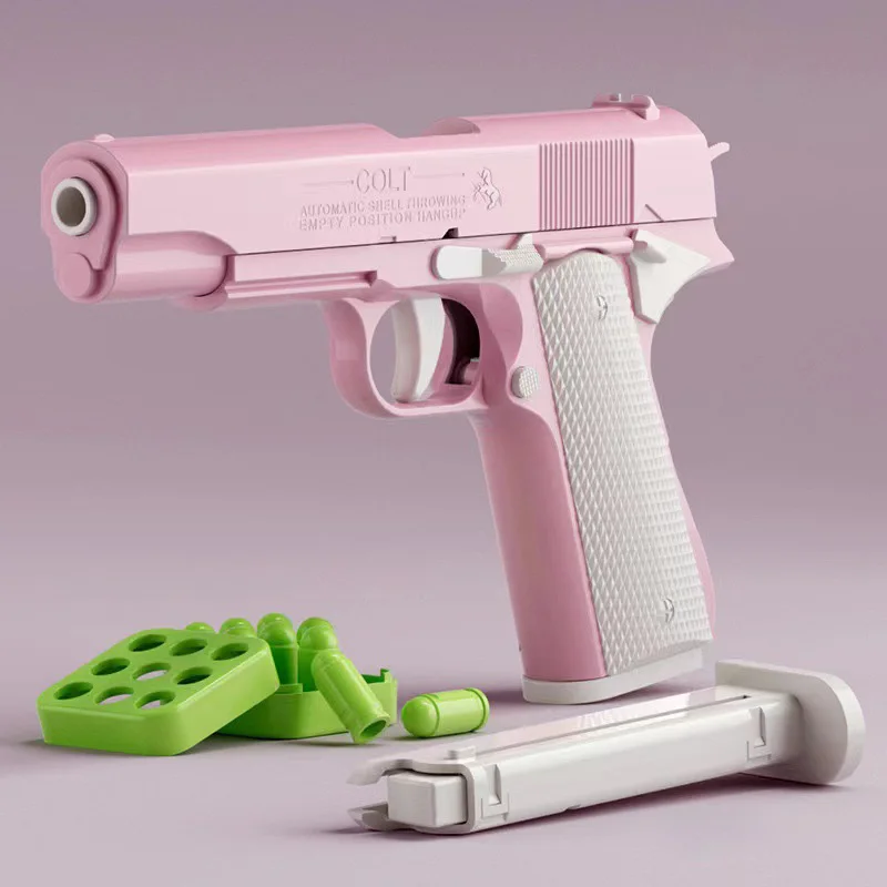 Radish Gun Plastic Model 1911 Pistol Luminous Shell Throwing Experience Kids Safe Soft Bullet Decompression Handgun Boys Toys 3