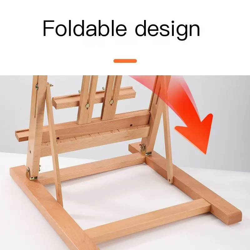 Foldable Storage Desktop Art Exhibition Stand Beech Wood Pro Adjustable Oil Painting Sketch Easel