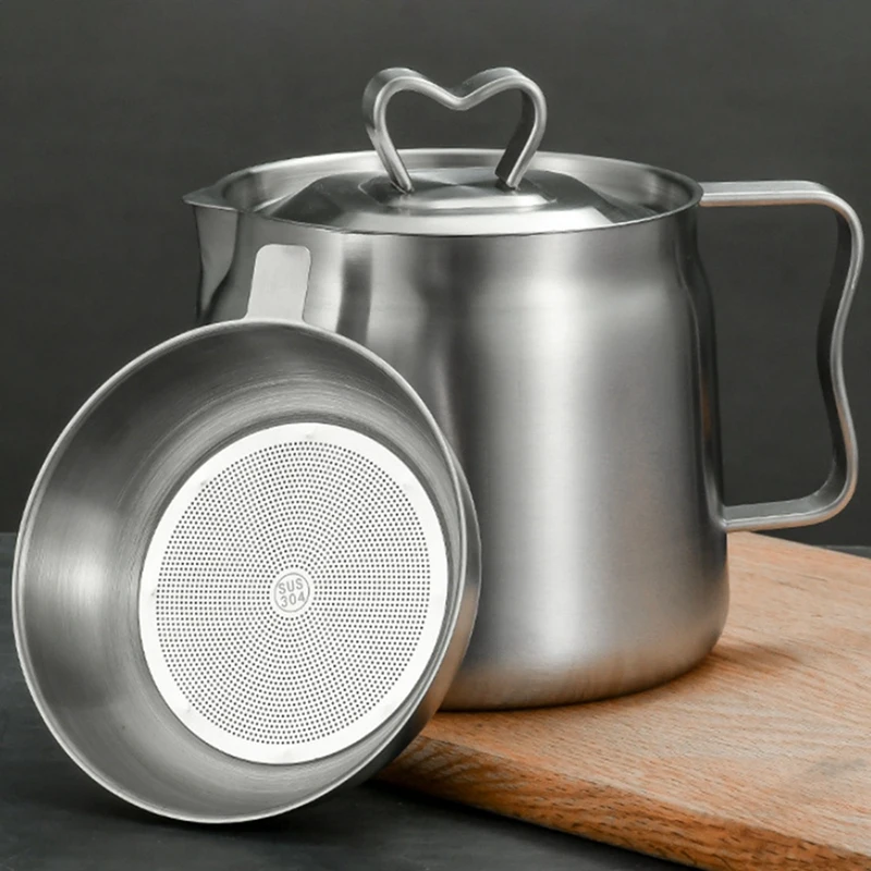 Oil Pot,Oil Pot Stainless Steel Large Capacity Oil Fryer And Filter Cup Combo Versatile Filter For Kitchen