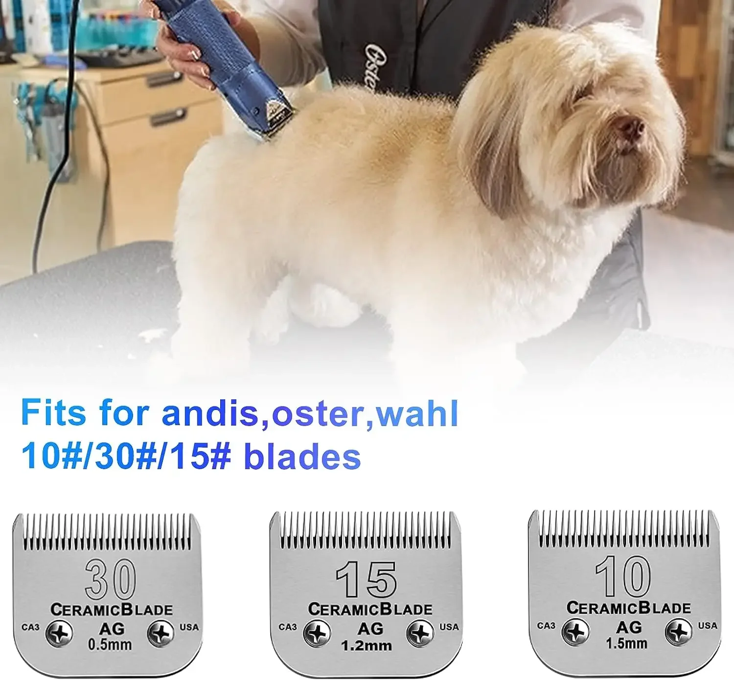 9pcs Animal Stainless Steel Guide Comb Set 10#/15#/30# Detachable Blade Fit Andis Oster A5 Wahl KM Series Clipper animal attachment comb