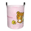 Custom Kawaii Cartoon Rilakkuma Bear Laundry Basket Foldable Toy Clothes Hamper Storage Bin for Kids Nursery 1
