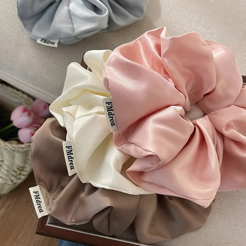 Große Haargummis aus Satin, einfarbig, Haargummi, elastisches Haarband, Pferdeschwanzhalter, elegante Damen-Haar-Accessoires – Detail 4