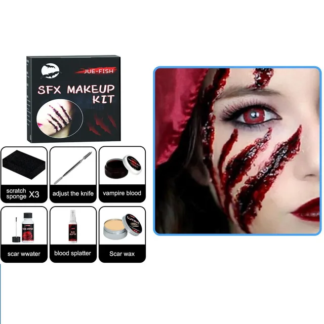 Fake Wound Modeling Scar Makeup Wax + Spatula + 15g Coagulated Blood + 15ml  Spirit Gum Adhesive + 10ml Oil for Halloween Stage - AliExpress