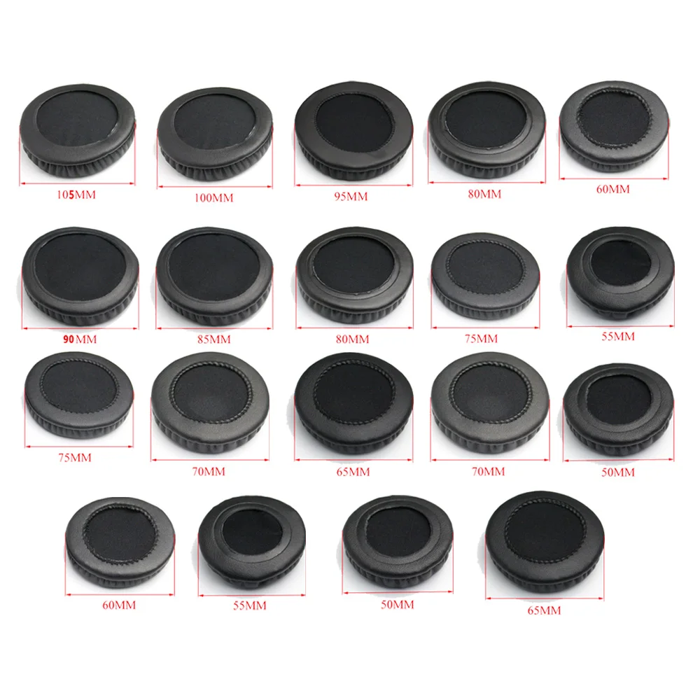 

Universal Replacement Ear Cushions for Headphones, Made of Soft Foam and Artificial Leather, Compatible with 50 105mm Headphones
