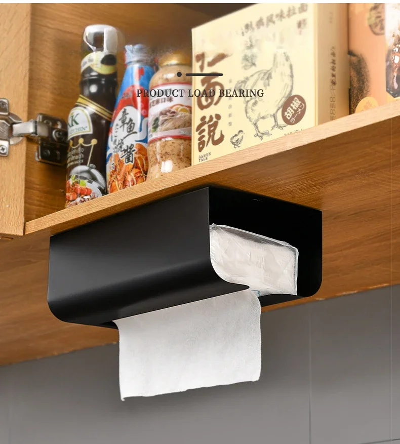 Wandmontierter, bohrfreier Magnet-Aufbewahrungsbehälter, Müllbeutelspender, selbstklebender Papierhalter für Küche und Bad – Detail 1