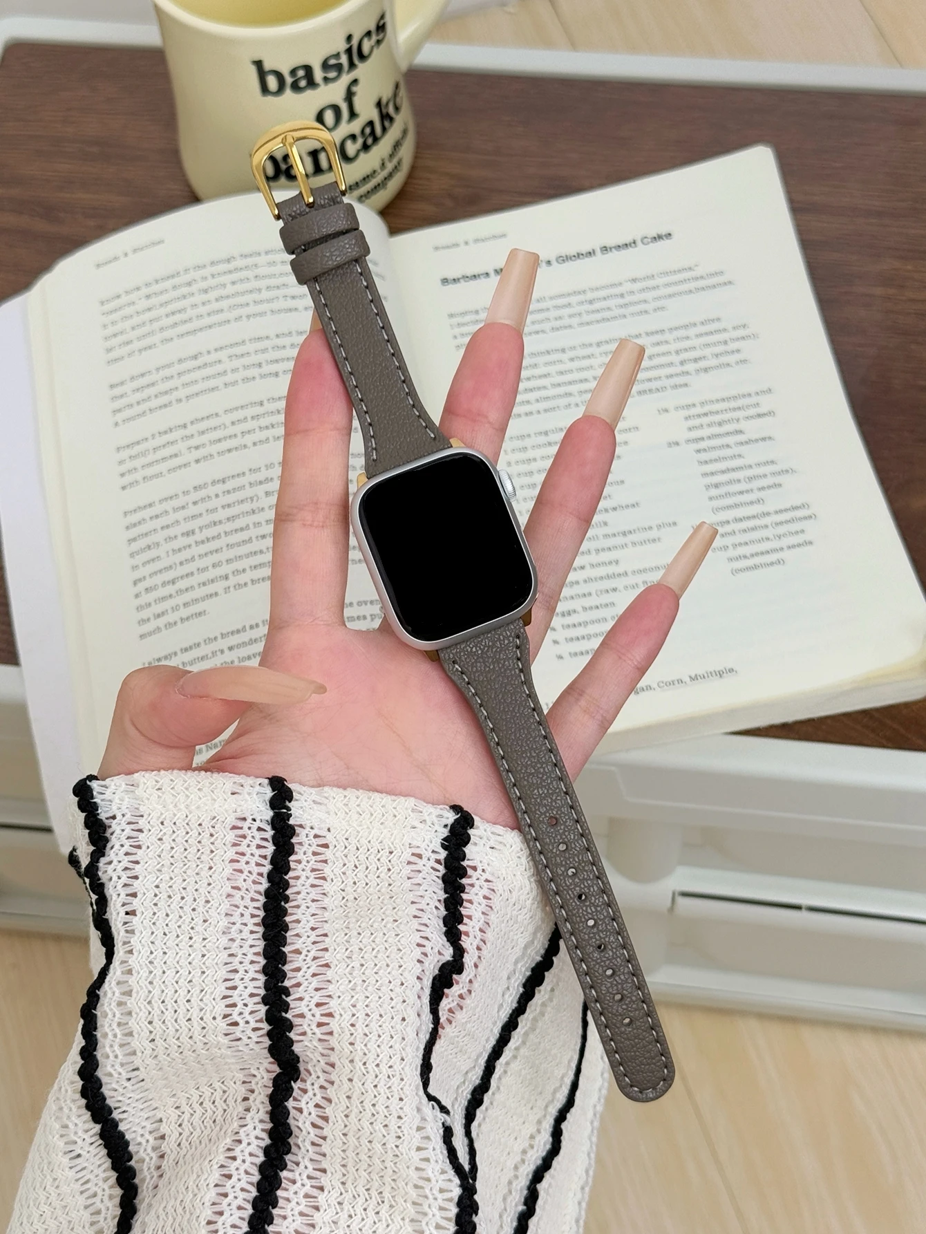 Elegant Coffee Brown Leather Loop Watch Band