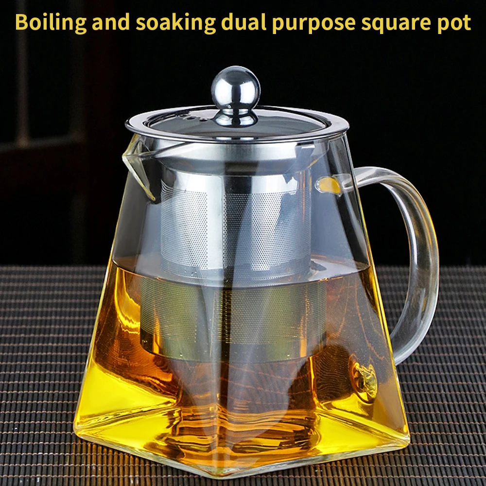 

Clear Kettle Household Teaware Tea Infuser 350/550/750/950ML Glass Teapot With Stainless Steel Infuser Heat Resistant