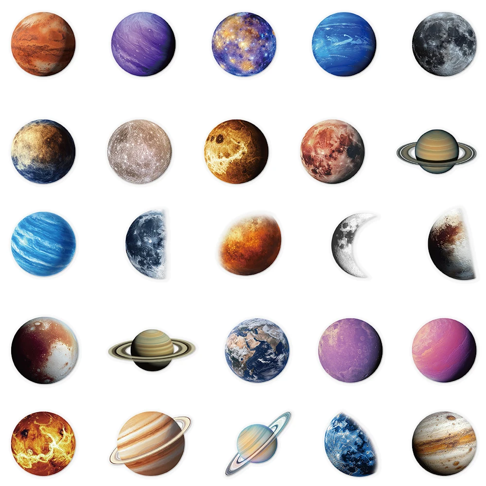 50PCS Planet Transparente Aufkleber Laptop Scrapbooking Tagebuch Handbuch Dekoration DIY Gitarre Organizer Wasserdichte Aufkleber Malerei – Detail 2