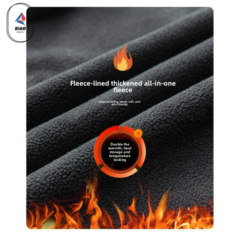 Outdoor Camping Skiing Jackets Mens Winter New Thick Soft Fleece Hooded Jacket High Quality Embroidered Design Cold-proof Coat