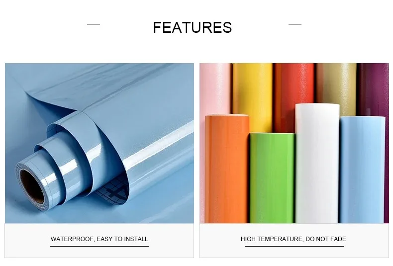 Description Picture 5 of itemWhite DIY PVC Self-Adhesive Wallpaper Old Furniture Decoration Sticker Kitchen Cabinet Moisture-proof Waterproof Wallpape