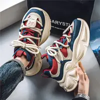 Sneakers Men's Shoes Autumn Mesh Breathable Sports Shoes Lace Up Casual Thick Sole Height Increasing Wear-resisting Comfort 2