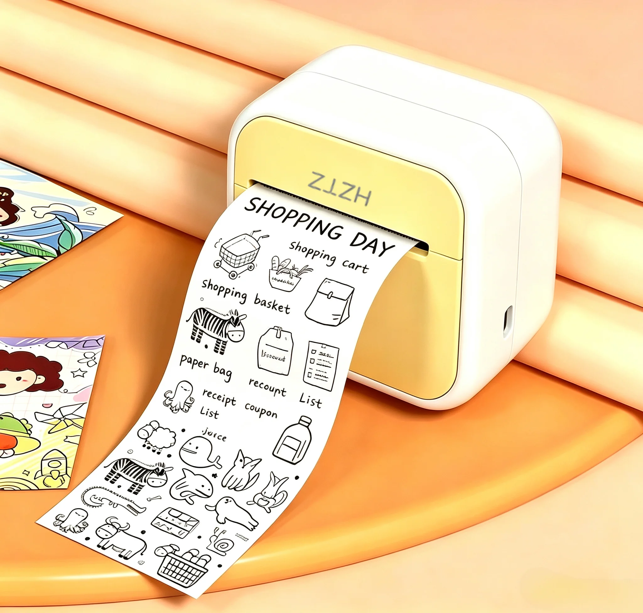 Stampante termica portatile wireless mini fornita con 12 rotoli di carta ed è una stampante fotografica istantanea con interfaccia USB. - immagine 2