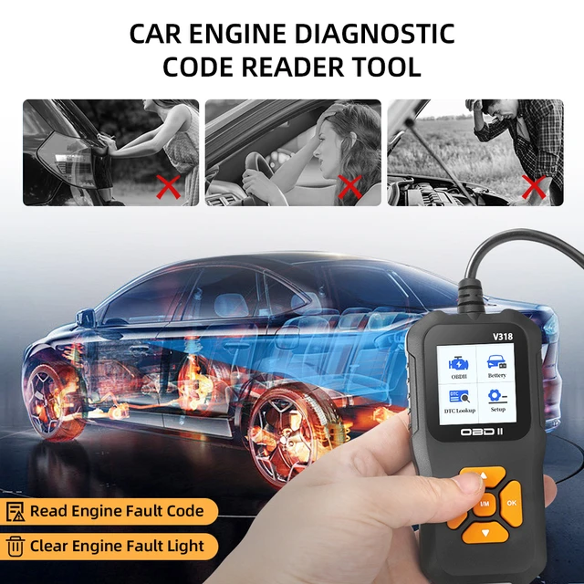 OBD2 Car Scanner Diagnostic Scan Tool V318 Color ScreenVehicle Fault Code  Reader Auto Read Fault Code Check Engine Light - AliExpress