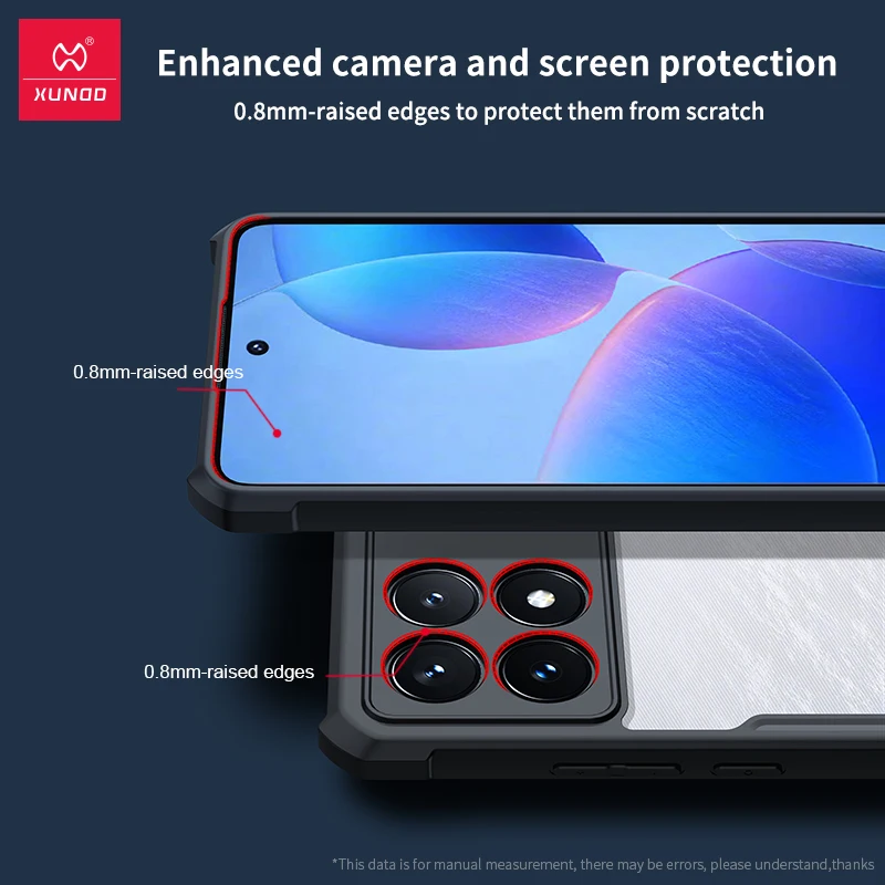 Xundd Phone Case For Redmi K70 Pro Case For Redmi K70 E Anti-Fingerprint Anti-Sweat Built-in Airbag Enhanced Screen Protection