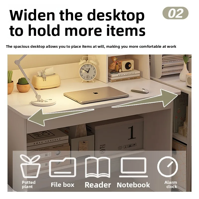 Desk, bookshelf, integrated computer desk, home bedroom, small table for students to learn to write 2