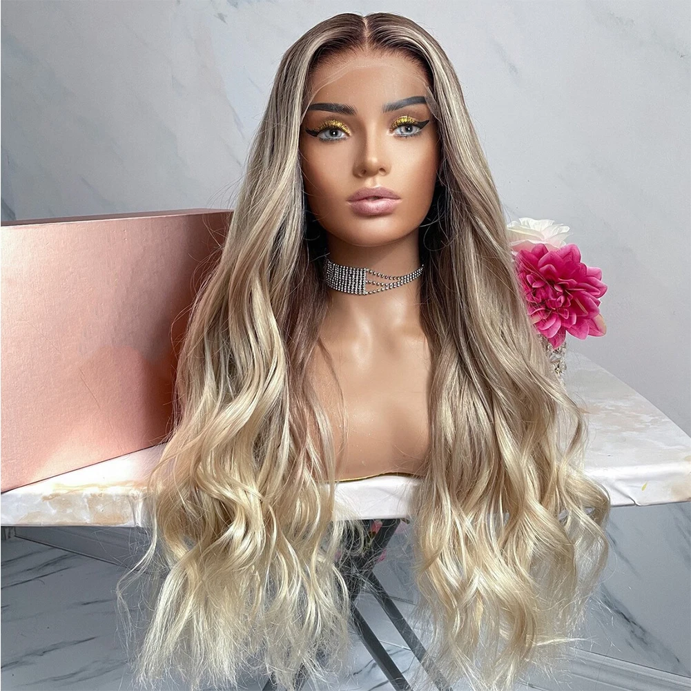 Ash Blonde Full Lace Wigs Virgin Human Hair Wigs For Women Rooted