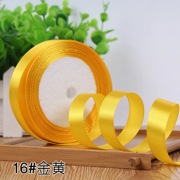 Satin Ribbons Ribbon Decoration Ribbon Supplies Satin Ribbon 6 10 15 20 25 40 50mm Golden Yellow Satin Ribbons Christmas Halloween Birthday Party Wedding Decoration Ribbon DIY Crafts Fabric