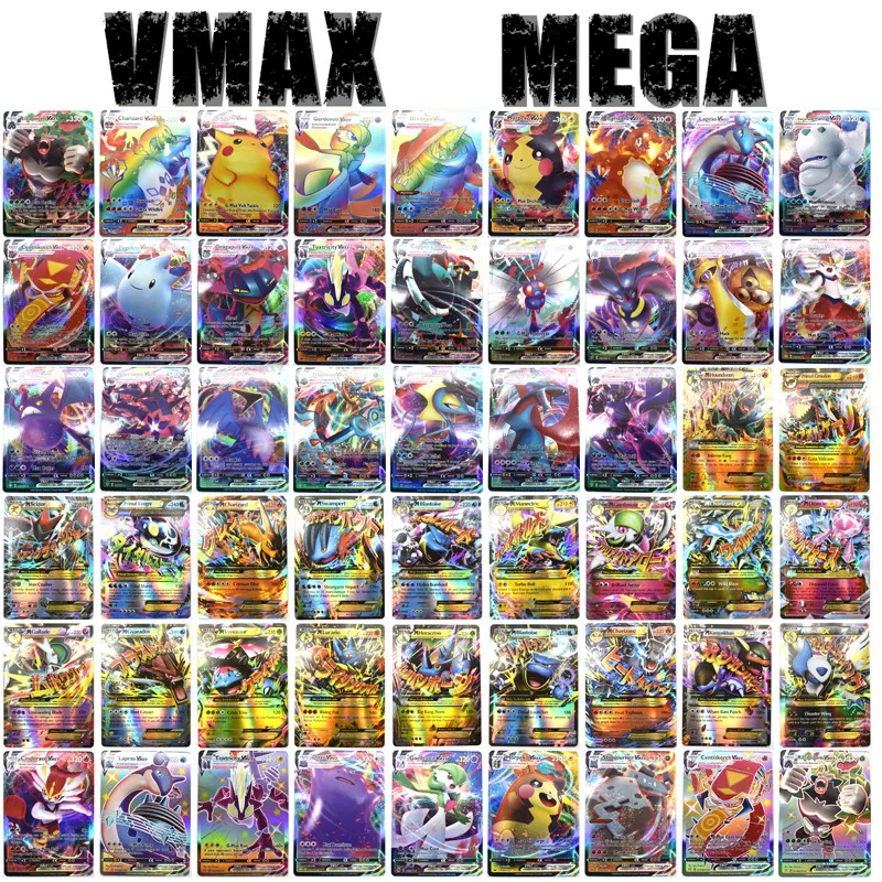 Новые карты покемона аниме блестящие английские игра TCG V VMAX EX MEGA Пикачу Чаризард