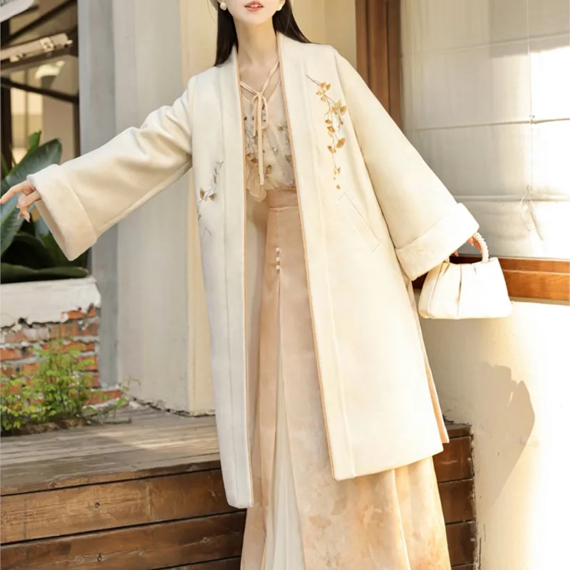 

Original Improved Hanfu Dress Women Chinese Style Thickened Daily Mid-length Long Coat Jacket Autumn Winter Hanfu Dress Costume