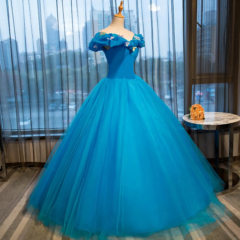 Bomaris Blue Off-Shoulder Ball Gown Quinceanera Dresses Vestidos De 15 Anos Fashion Cinderella Birthday Party Gowns Customized