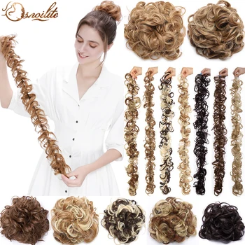 S-noilite 14 colori sintetici disordinati Chignon capelli elastico posticci capelli panino Updo estensione dei capelli Scrunchie ricci Chignon 85g