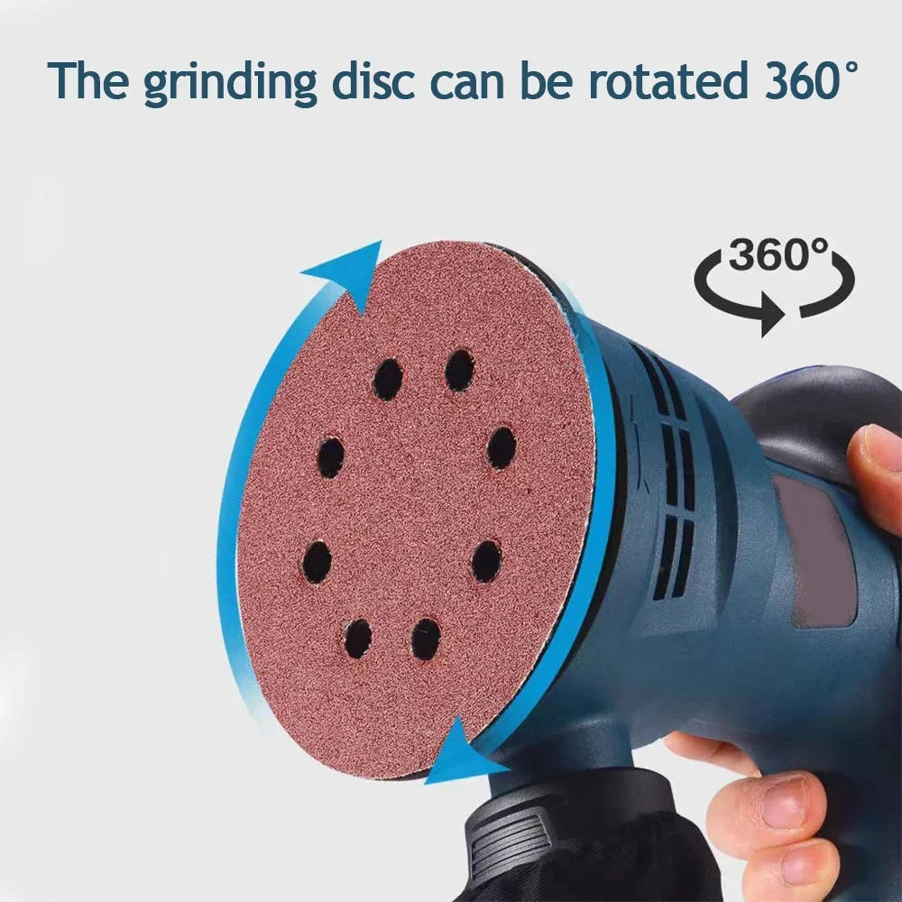 300W Electric Eccentric Sander, 6 Gears Speed Adjustment 5 Inch 125mm , for Wood Sanding and Car Polishing 4