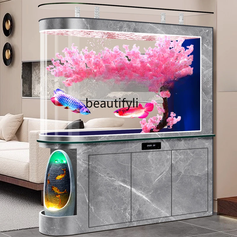 

Partition Water Curtain Wall Floor Fish Globe Integrated Home Living Room Ecological Lazy Change Water