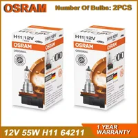 OSRAM Original H11 64211 PGJ19-2 Car Halogen Headlight 12V 55W 3200K 1350lm Auto Bulb  Standard Lamp OEM Made In Germany 1