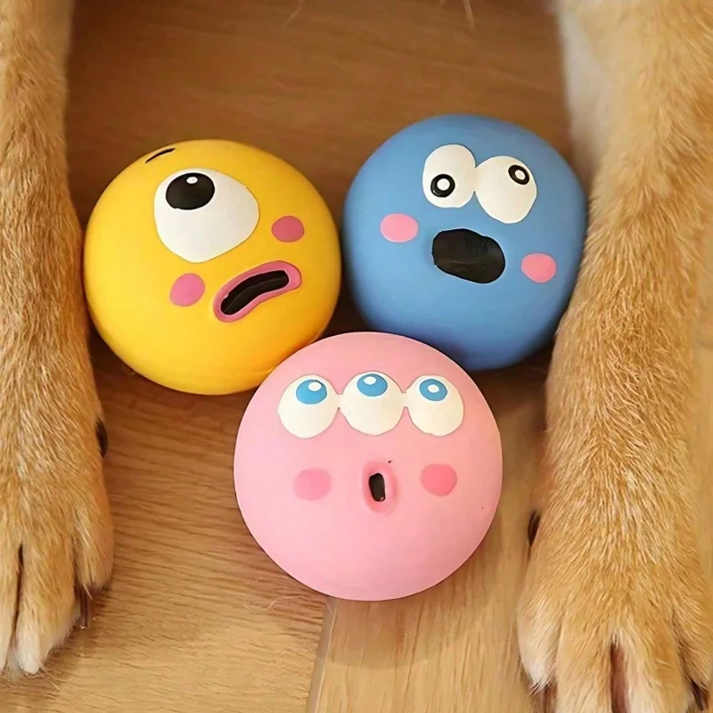 1 piece cute big eyed design, pet rubber grinding teeth cleaning ball, squeaking dog toy ball, interactive training pet supplies 1 piece cute big eyed design, pet rubber grinding teeth cleaning ball, squeaking dog toy ball, interactive training pet supplies
