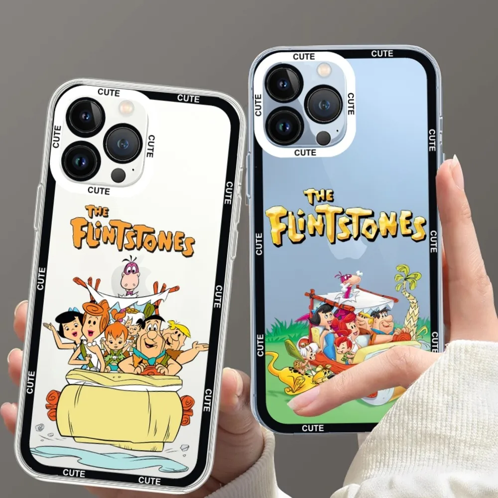 Чехол для телефона с мультяшным изображением F-Flintstone для iPhone 11 12 Mini 13 14 15 Pro Max, прозрачный чехол