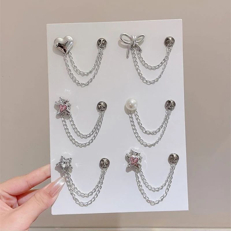 실버 보우 하트 조절 가능한 바지 다리 클립, 바지 핀, 접이식 고정 레그 팬츠, 루즈 버튼, 청바지, 가디건 도구