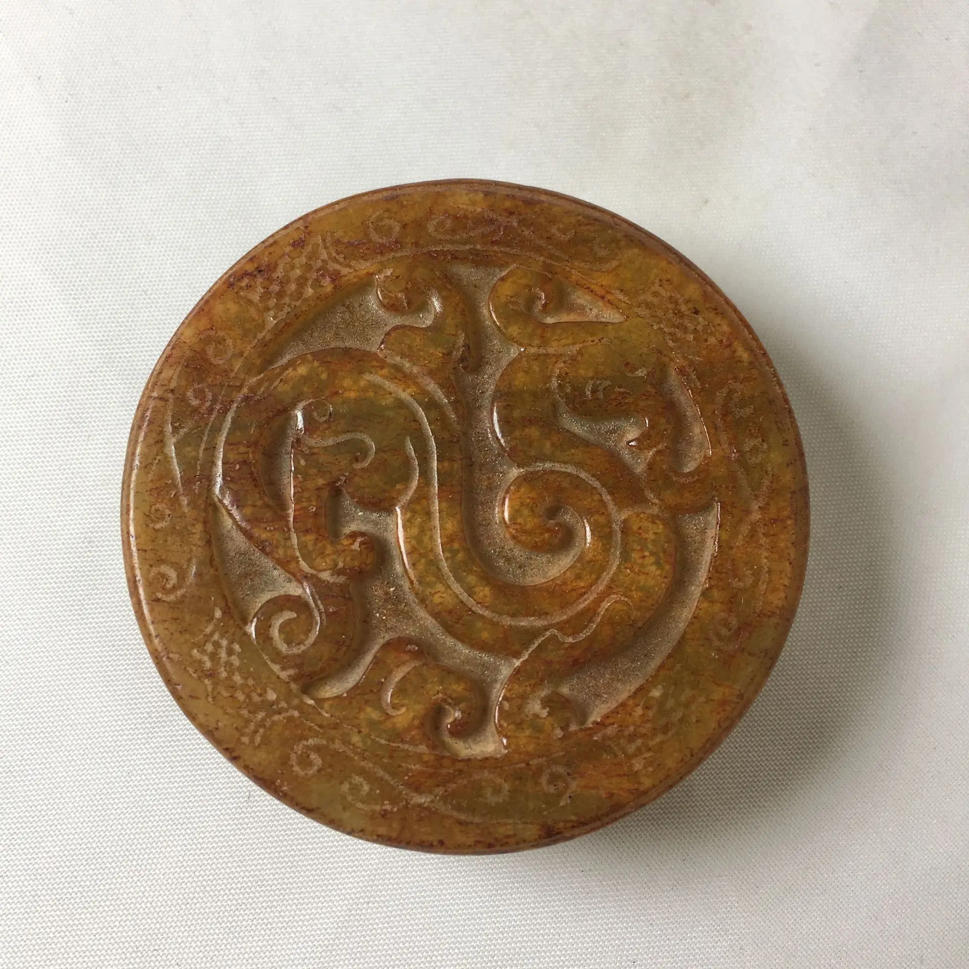 Antique collection vintage jade crafts vintage snowflake jade turtle dragon wrench belt buckle knick-knacks