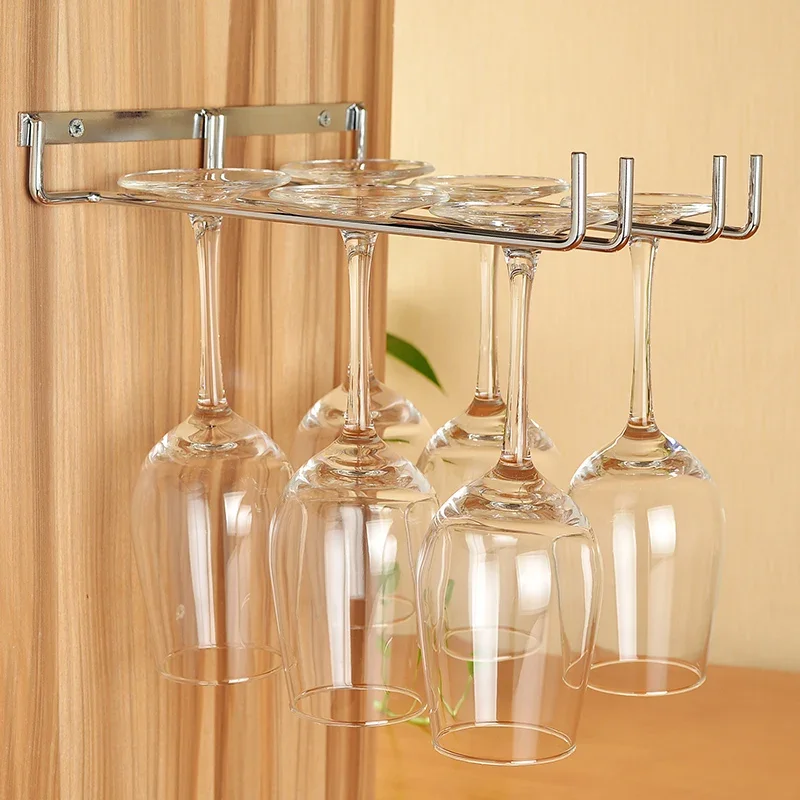 Hanging Metal Wine Cup Rack Silver/Gold Bar Single/Double Rack Wine Stemware Glass Bottle Goblet Inverted Holder WY40305