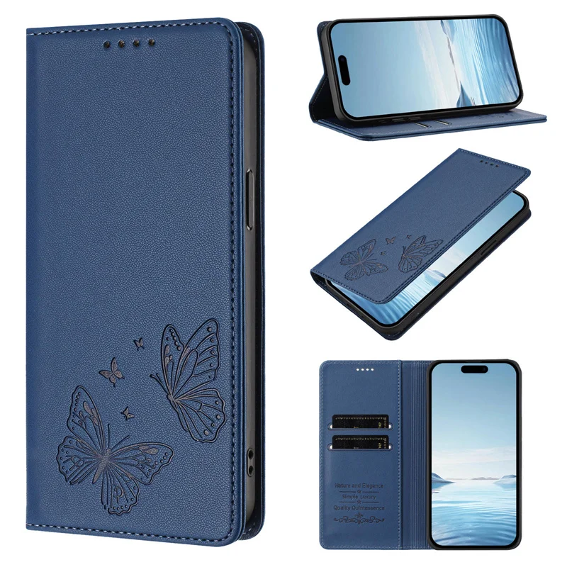 Magnetic Butterfly Leather Wallet Case Cover