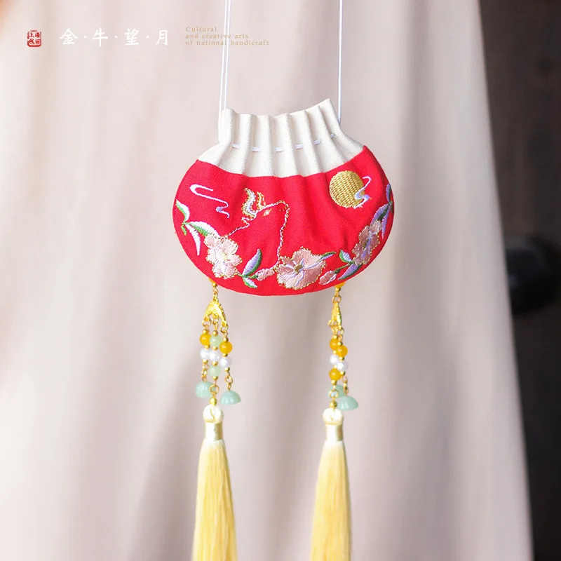Taurus Lucky Omamori Embroidery Cross Stitch Sachet Finished Product Cross-stitch Stitching Pouch Accessories Sachet Pendant