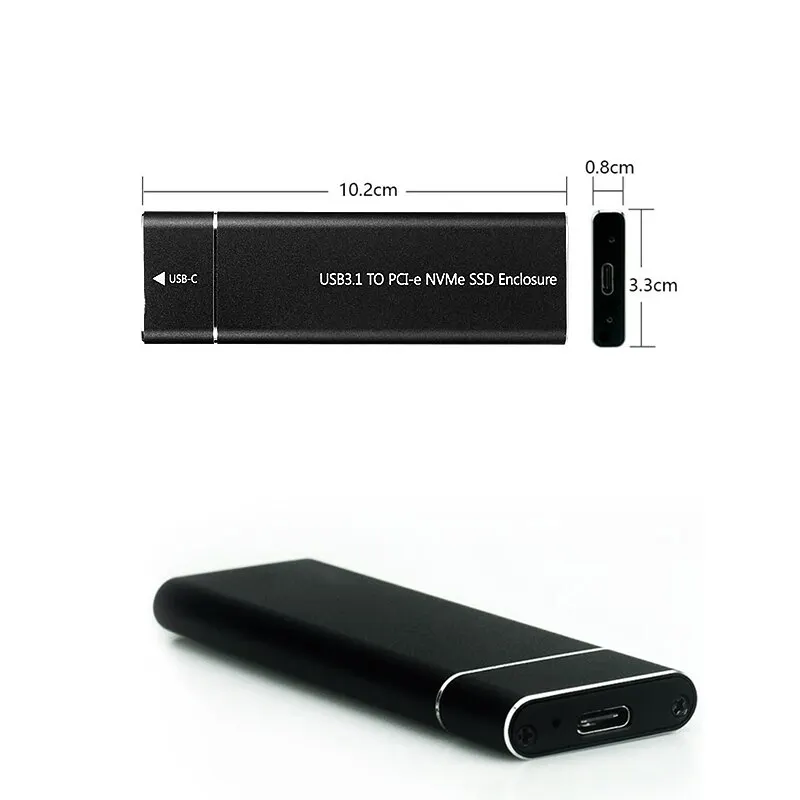 External Hard Drive Case USB3.1 M.2 SSD Enclosure Supports NVME Protocol To Type-C Solid Metal for Laptop Phone