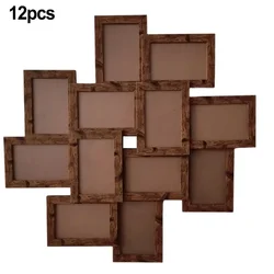 12 - Piece Collage Photo Frame Set with Easy Assembly and Quick - Release Tabs (Palm wood grain)