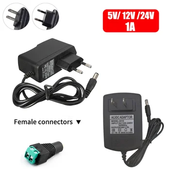 อะแดปเตอร์แปลงไฟ AC 100V-240V เป็น DC 5V 12V 24V 1A แบบสวิตชิ่งพาวเวอร์ซัพพลาย หัวเสียบ DC 5.5 มม. x 2.1 มม. แบบตัวเมีย 1