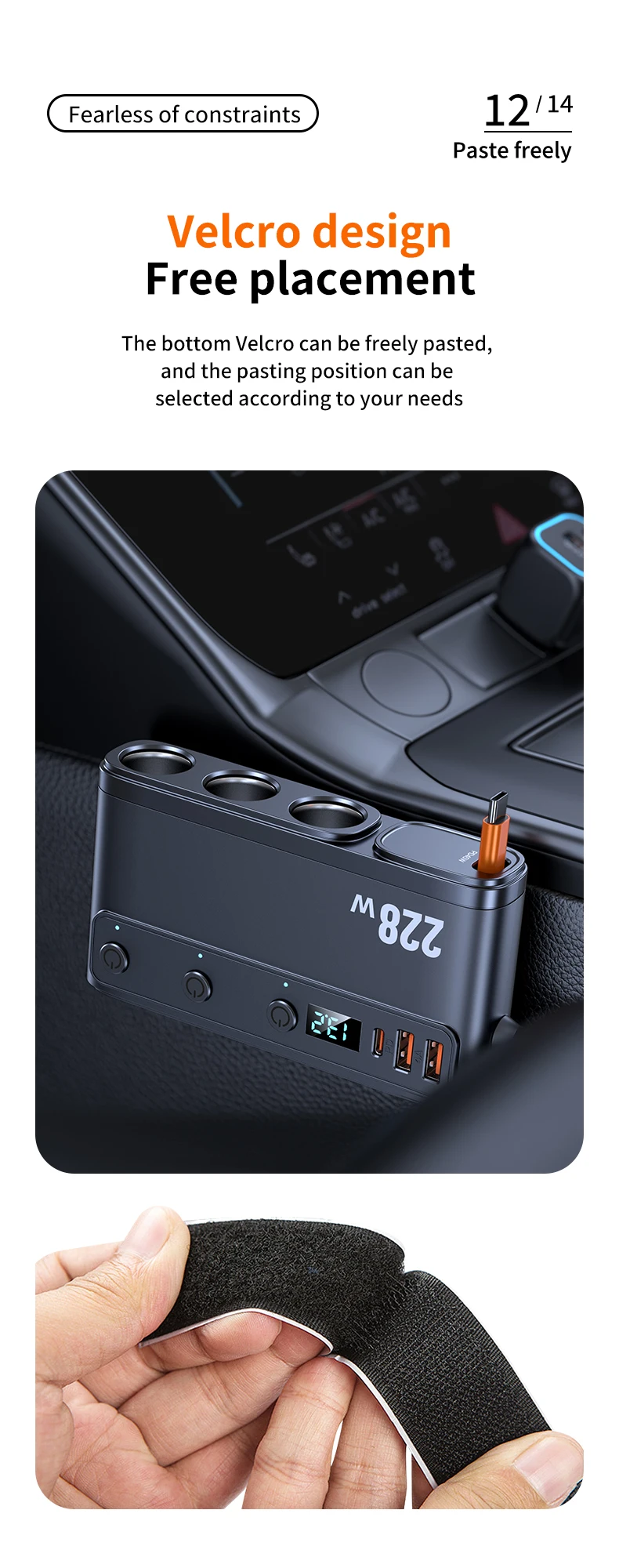 9 in 1 Cigarette Lighter Splitter 228W USB C Car Charger Adapter QC3.0 With PD45