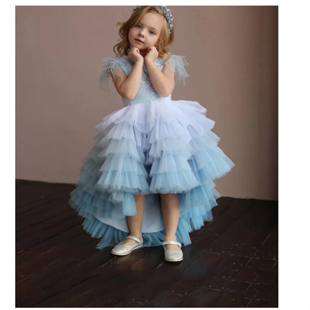 

Flower Girl Dress Sleeveless Tulle Applique Wedding Princess Dress Holy First Communion Celebration Prom Evening