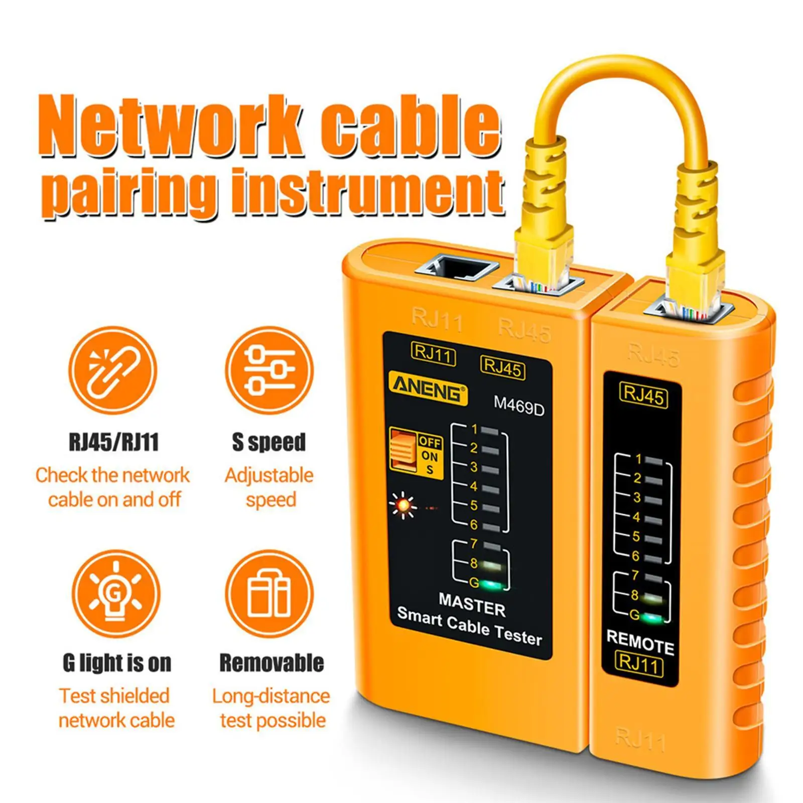 ANENG M469D RJ45 RJ11 Cable Lan Tester Network Cable Tester UTP LAN Cat5 Cat5E Cat6 Networking Repair Tool