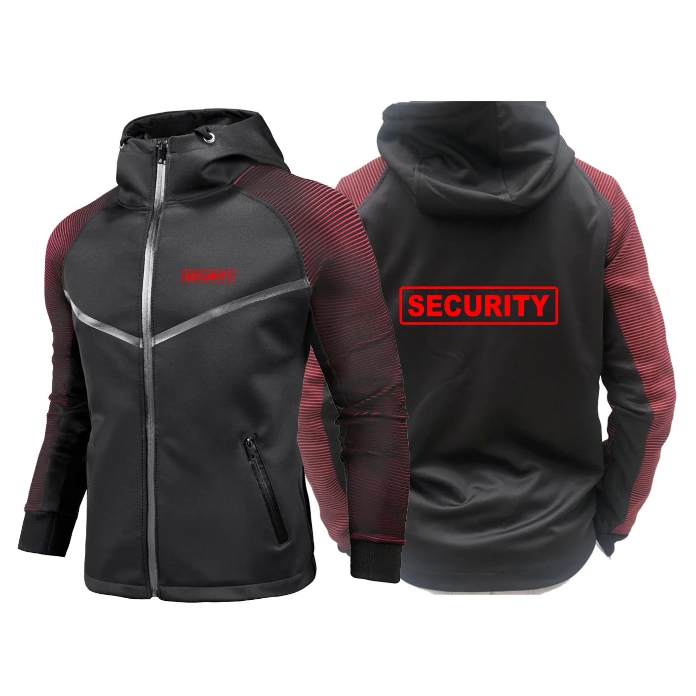 Mens Breathable Security Print Racing Hoodie Jacket
